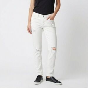 Pilcro Anthropologie Cream Distressed Jeans Size 27